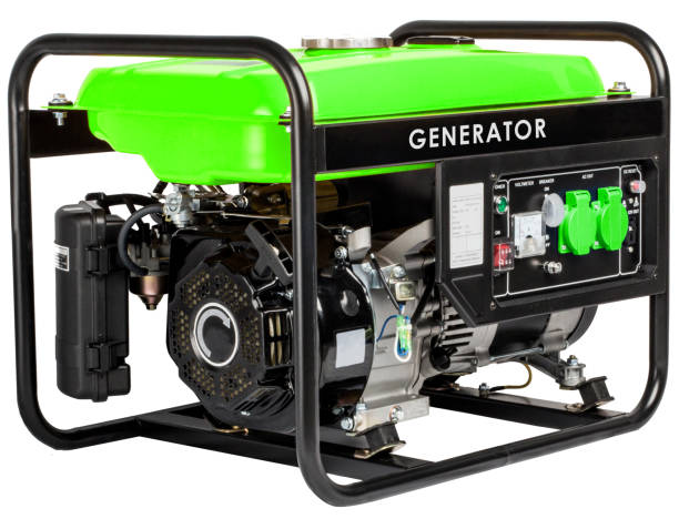 Electric green AC generator alternator, isolated on white.